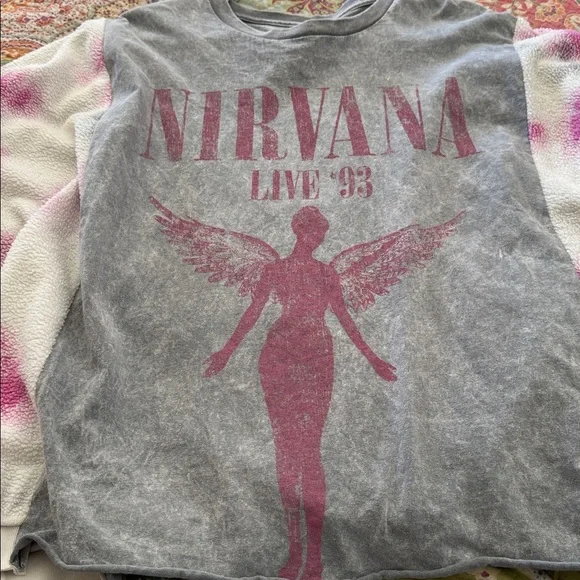 Upcycled Nirvana Gray and Pink Tie-Dye Sweatshirt NWOT - Picture 11 of 13
